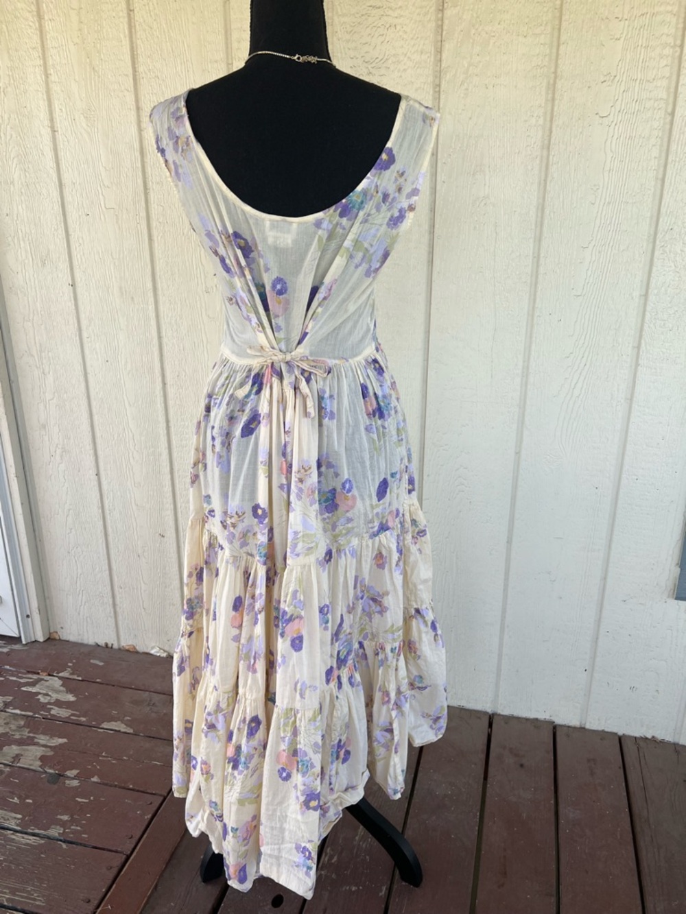 Sarah Arizona Floral Cotton Dress Prairie Cottagecore Tiered Midi Vintage Small - Picture 5 of 6